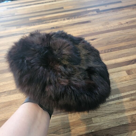 Vintage Ladies Mahogany Brown Real Fur Beret/Hat - Picture 10 of 13